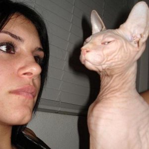 This is me n my hairless kitty :P also know as a Sphynx!