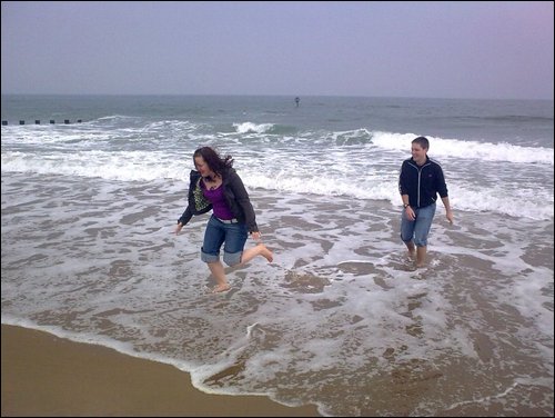 me and my husband at the beach