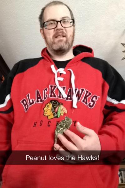 Peanut likes the Blackhawks!