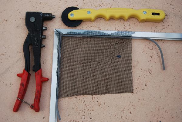 Tools needed to make cage and attaching screen to frame.